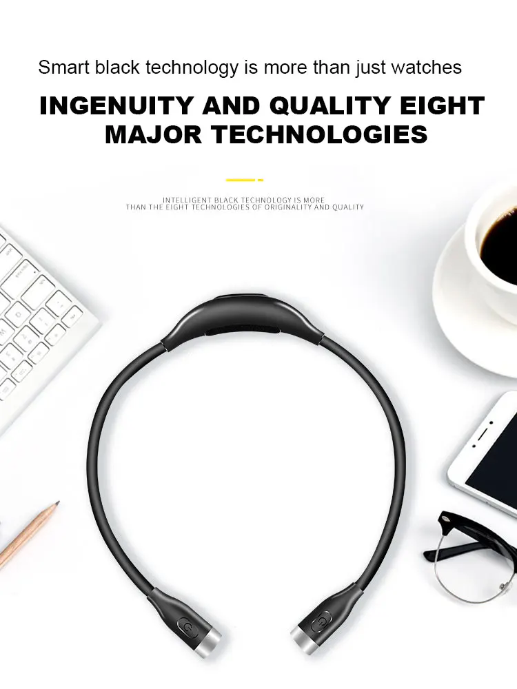 USB Charging LED Neck Hung Light Hands-Free Rechargeable Night Reading Lamp  3 Levels Brightness Hanging Neck Book Light