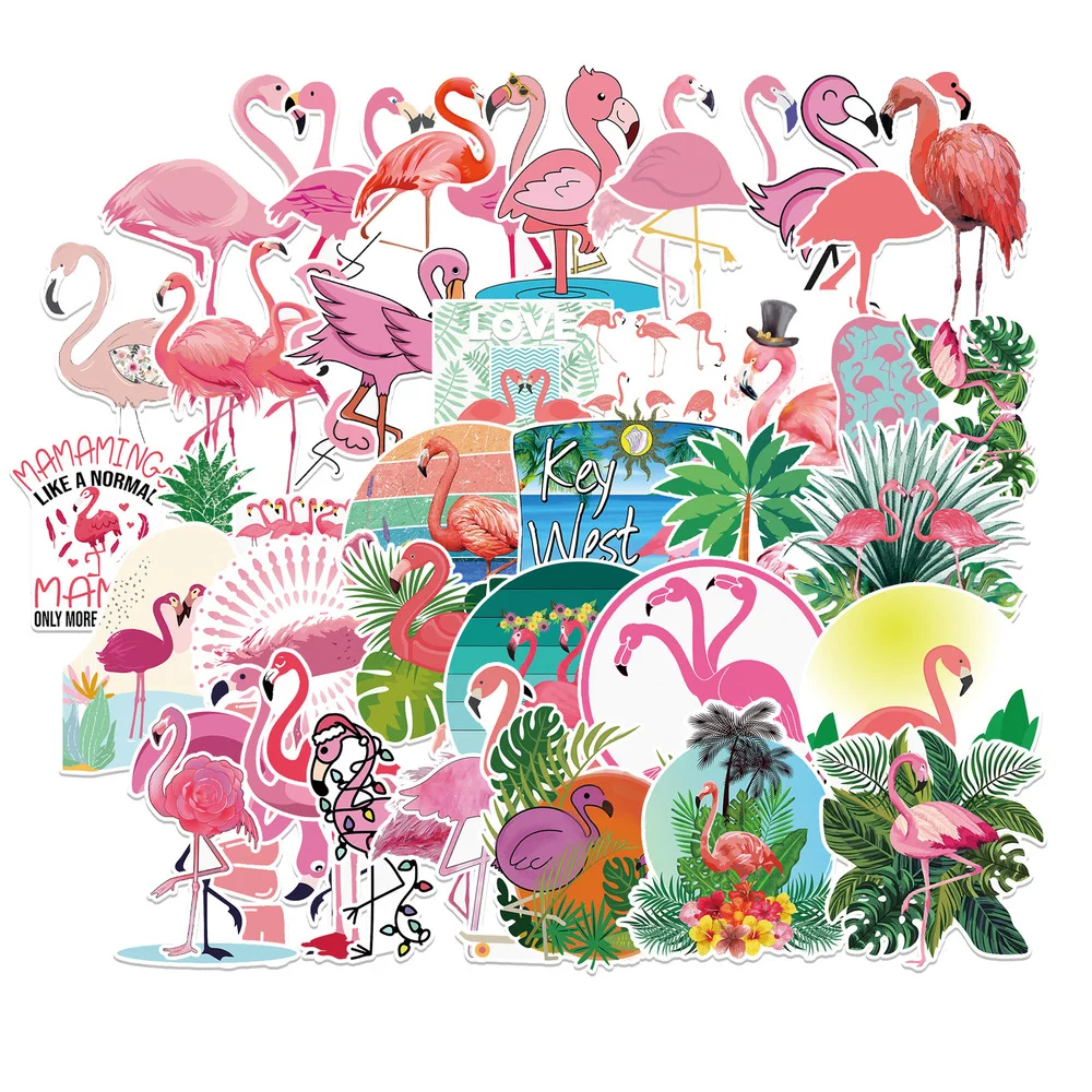 50PCS Japanese Diary Journal Flamingo Cute Stickers Scrapbooking Stationery Flakes Teacher Supplies Dream Animal Sticker Toys