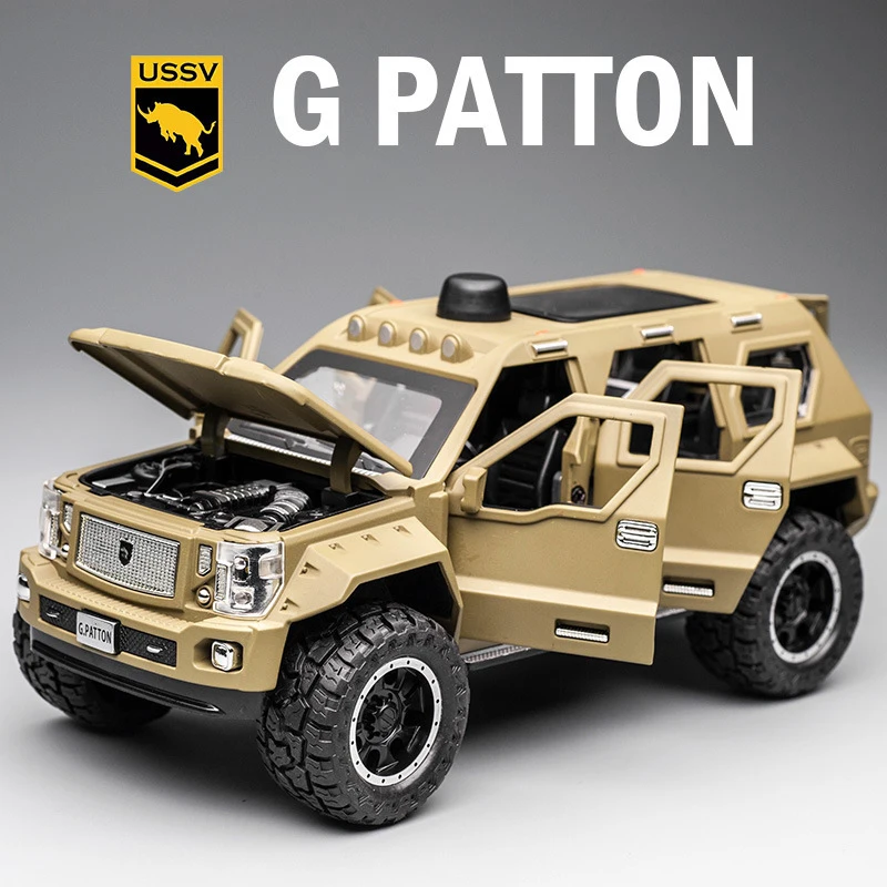 1:24 Hot New Chariot George Barton Car Model Armored Vehicle With Sound Light Alloy Toy Car Diecast Toy Vehicle Hummer Off Road