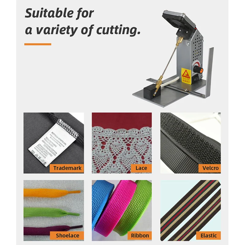 220V Temperature Adjustment Electric Thermal Cutting Machine with Blade Cutting Tool Nylon Satin Heating Ribbon Cutting Machine