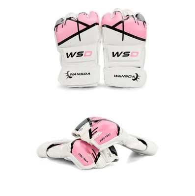 Pół palca rękawice MMA Kick Boxing mężczyźni kobiety PU Karate Muay Thai Guantes De Boxeo darmowa walka Sanda Kickboxing sprzęt treningowy