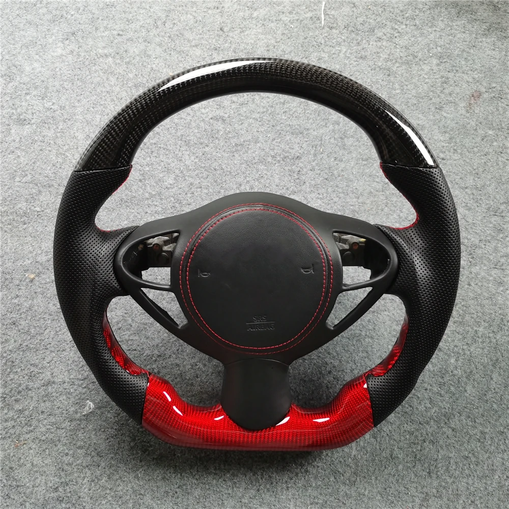 

Racing Cuatomized Trim Real Carbon Fiber Sports Steering Wheel Alcantara Leather compatible for INFINITI FX30 FX35 FX37 2013