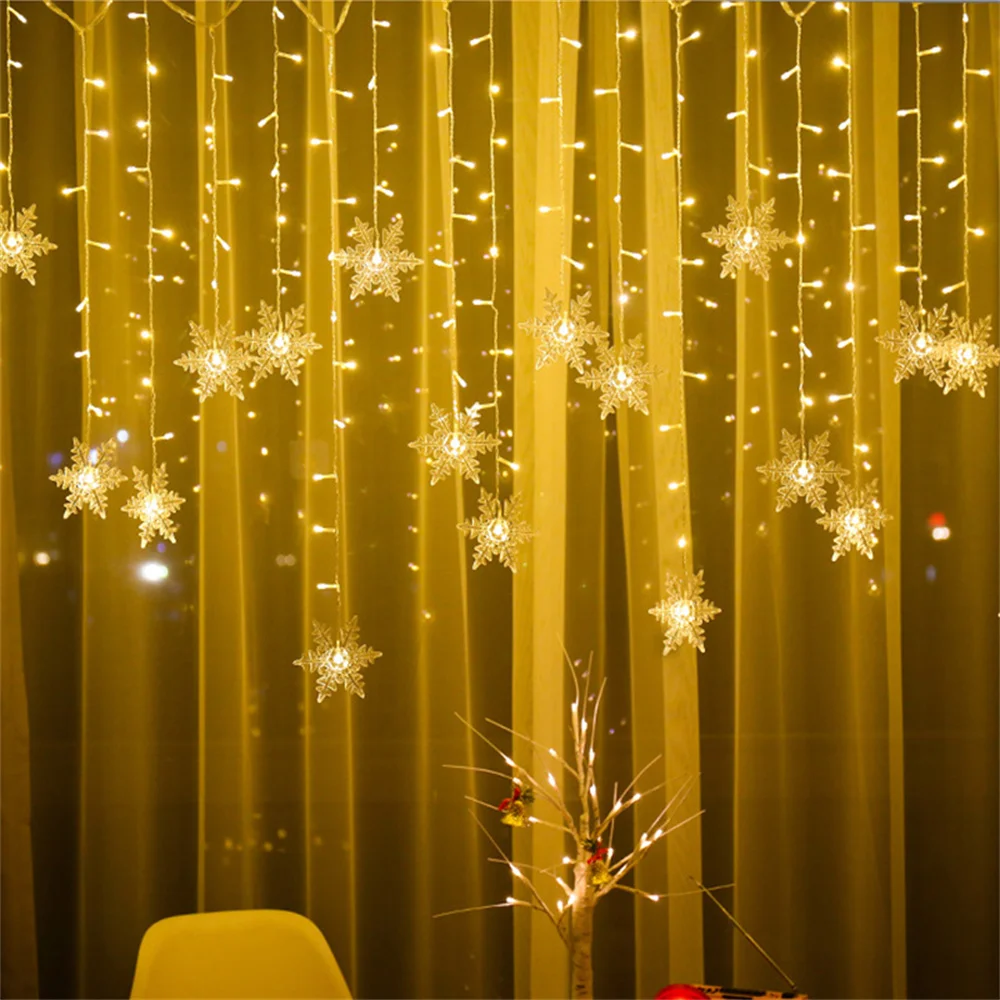 

Christmas Decoration Snowflake Led String Light 8 Model Holiday Party Connectable Wave Fairy Light Flash Curtain Light