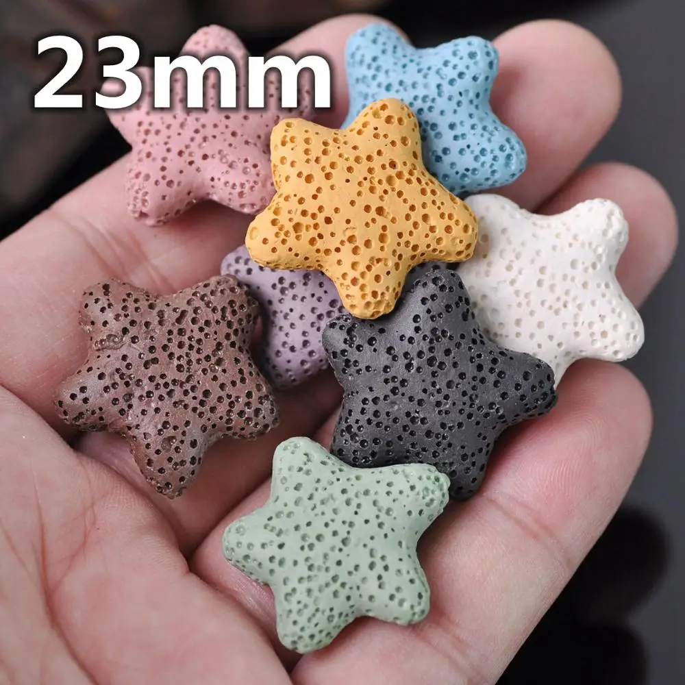 5pcs Natural Volcano Lava Stone Starfish Shape 20mm 23mm 40mm Loose Crafts Beads lot for Jewelry Making DIY Earring Findings