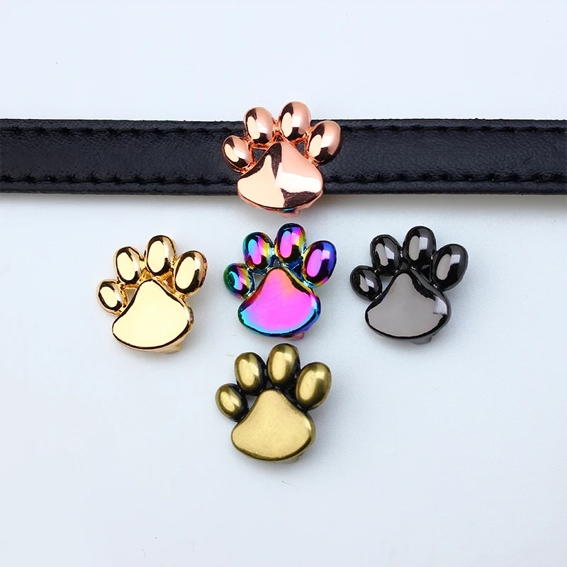 10Pcs/Lot 10mm Dog Cat Paw Slide Charms For Bracelet Making Women Jewelry Pet Collar Wristband Keychain DIY Accessories Gift