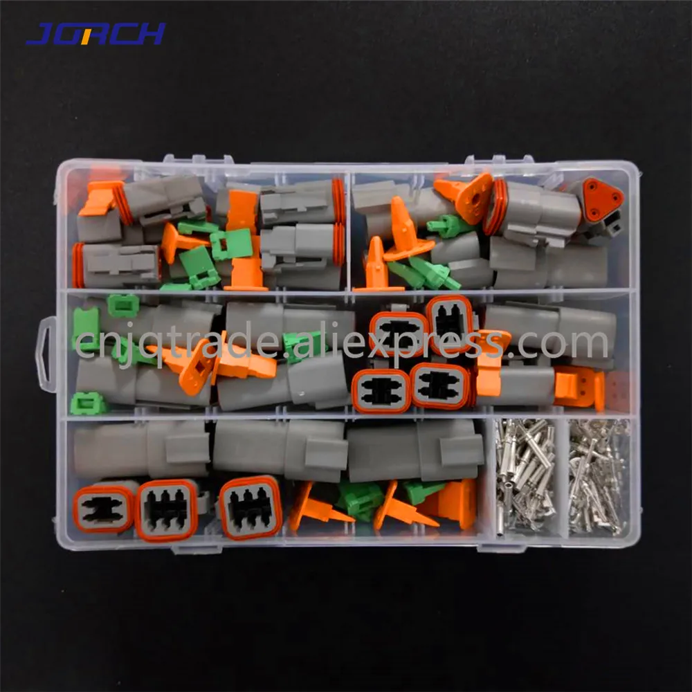 250pcs Deutsch DT series Waterproof Wire Connector Kit DT06-2/3/4/6S DT04-2/3/4/6P Automotive Sealed Plug with pins box