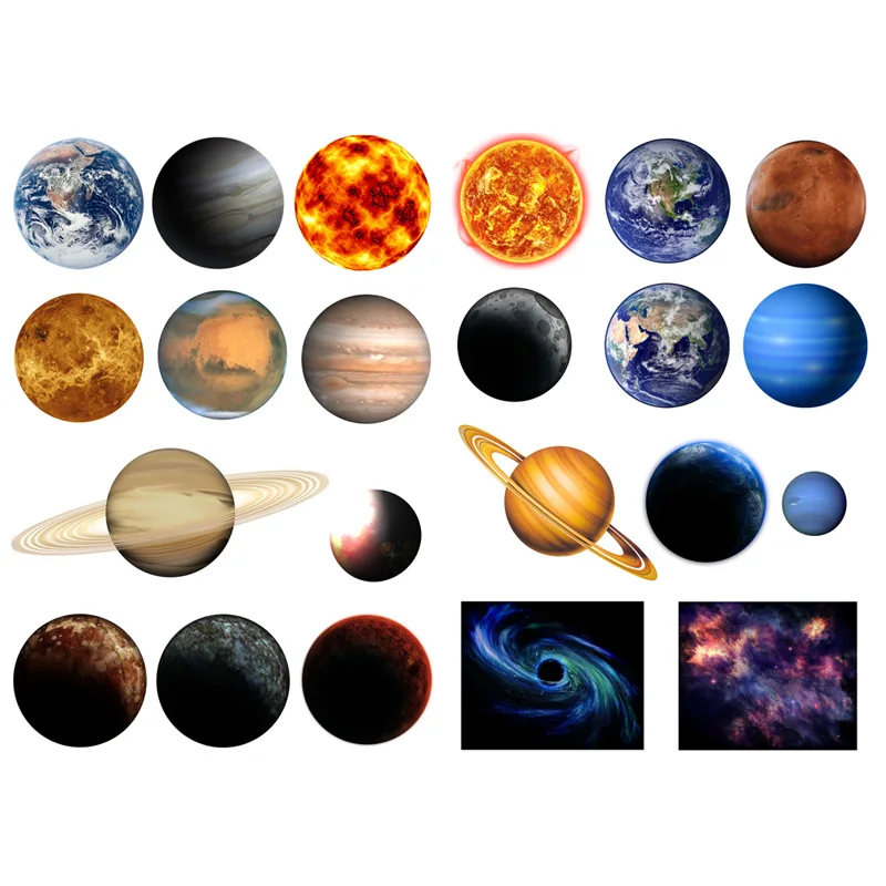 1 PCS Universe Solar Planet Decor Cute Aesthetic Book Journal Stickers Scrapbooking Stationery Sticker Flakes Art Supplies