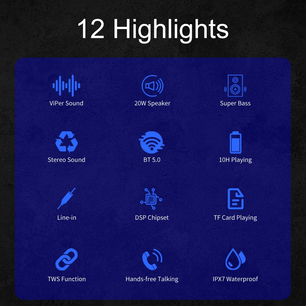 XDOBO Wing 2020 20W ลำโพงบลูทูธแบบพกพากันน้ำ BT5.0 Super Bass Type-C USB DSP เสียงลำโพง TWS soundbar ซับวูฟเฟอร์