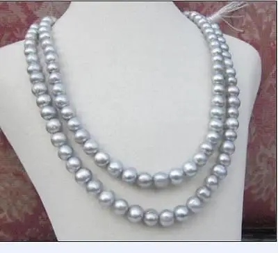 NATURAL AAA  9-10MM ROUND SOUTH SEA GRAY PEARL NECKLACE 33