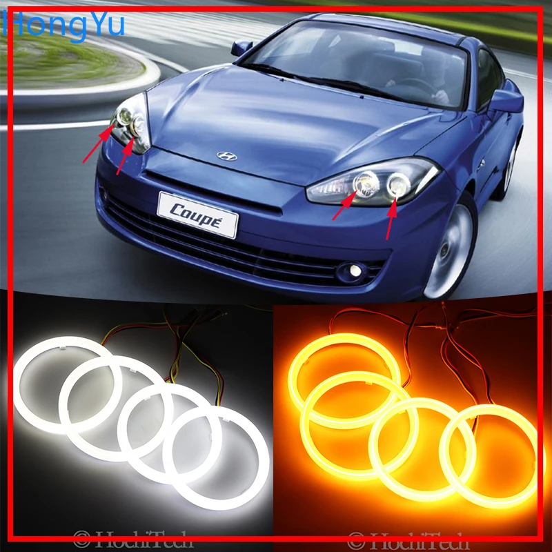 

Cotton Switchback LED White Amber Angel Eye Halo Rings DRL turn signal light for Hyundai Tiburon 2007-2008 GK FL2