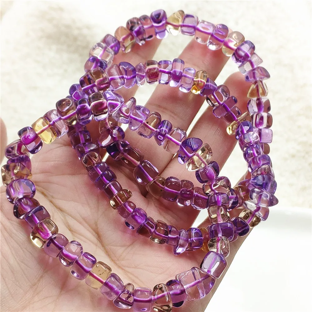 

Natural Ametrine Quartz Purple Yellow Beads Bracelet Women 8mm Amethyst Citrine Clear Oval Beads Brazil Genuine AAAAA