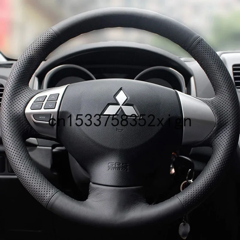 DIY custom car leather hand-sewn steering wheel cover For Mitsubishi ASX lancer Outlander non-slip comfortable car wheel cover