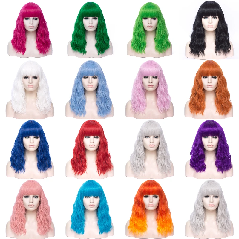 GAKA Long Synthetic Wigs for Women Cosplay Wigs with Cut Bang Heat Resistant Pink Rainbow Ombre Pink