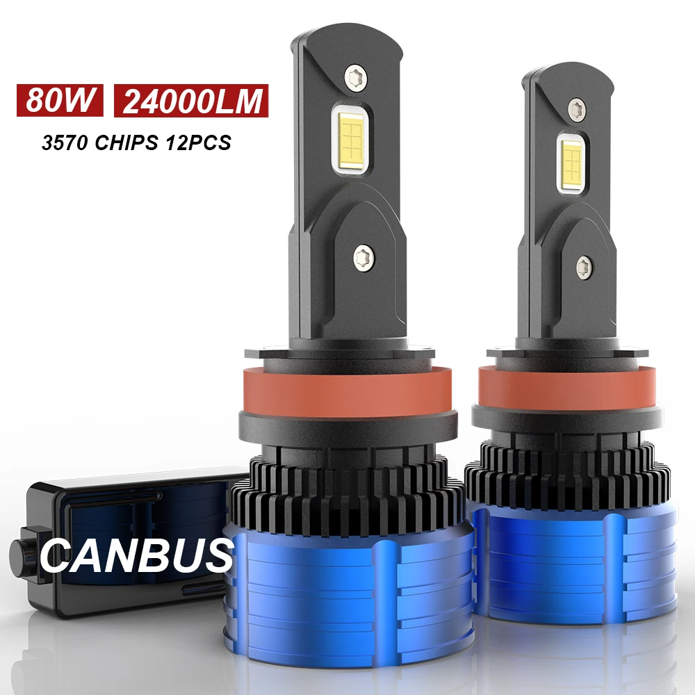 

Светодиодные лампы H1 H4 H7 CAN-шина без ошибок H8 H9 H11 лампы для фар 24000LM 80w H16 JP HB3 9005 HB4 9006 Автомобильные фары 6000K супер яркие
