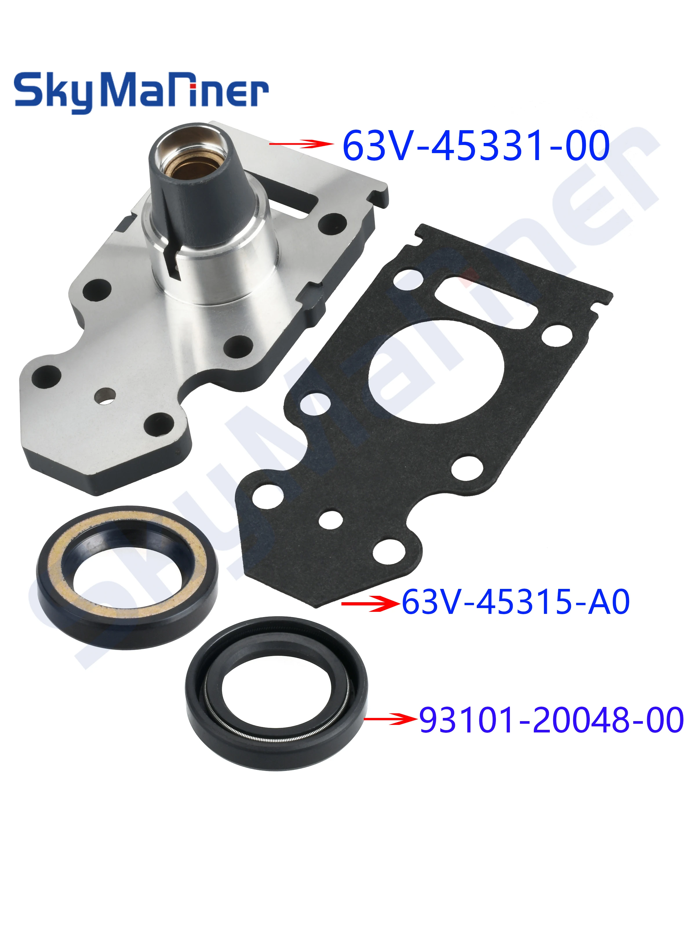 63V-45331-00-5B Gehäuselager für Yamaha 9.9HP 15HP 63V-45331 mit Buchse 90381-14020 Öldichtung 93101-20048 Dichtung 63v-45315-a0 – Detail 1