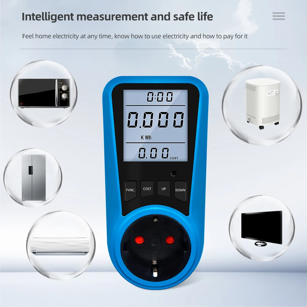 AC 230V 50Hz Wattmeter Voltage Power Energy Meter vu Meter Electrico Analyzer Monitor Electricidad EU UK Plug Socket 50% OFF