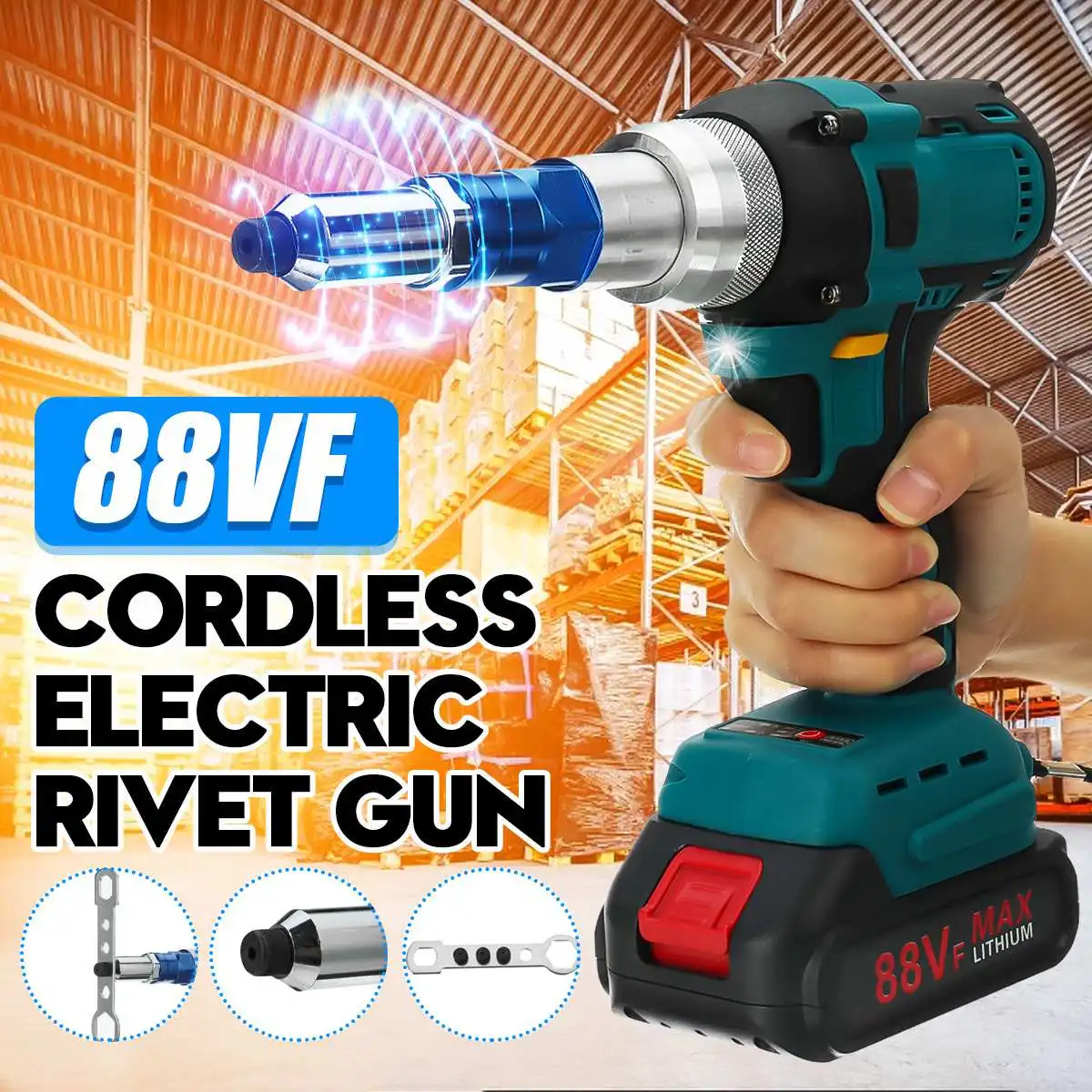 

88VF Brushless Electric Rivet Gun Cordless Rivet Nut Gun 3~5.0mm Drill Insert Automatic Riveting Tool For Makita Battery 18V