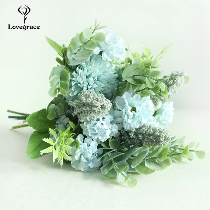 Lovegrace-buquê de flores artificiais, buquê de noivas e damas de honra, flores de seda para casamento