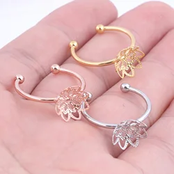 10pcs stainless steel filigree cabochon pearl ring setting bezel blanks diy rose gold beads cap mounting for jewelry making