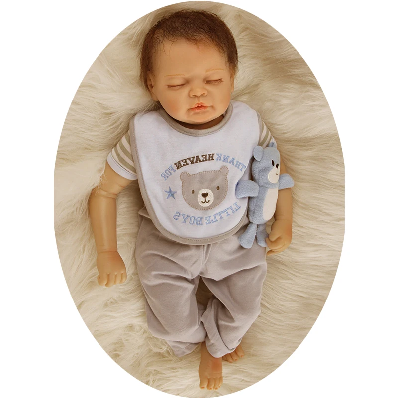 ZIYIUI 55cm Reborn Doll Boy Lifelike Silicone Vinyl Really Cute Baby Face and Soft Toy Kids Gift