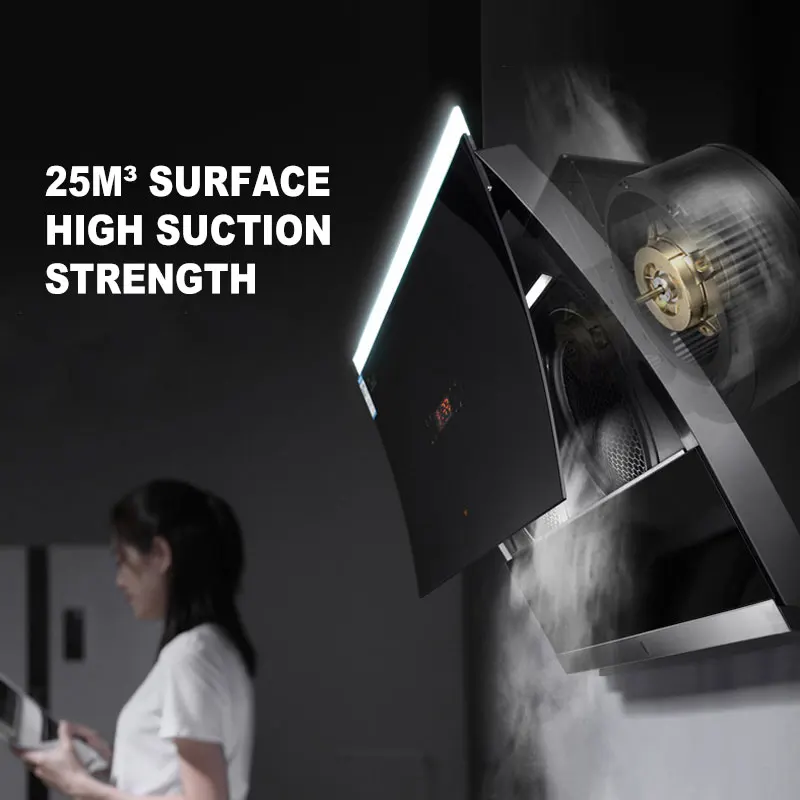 Rumah Tangga Rentang Tudung Dapur Ventilator Knalpot Asap Pengisap Kuat & Pembersihan Otomatis Sisi Penghisap Tudung 900Mm