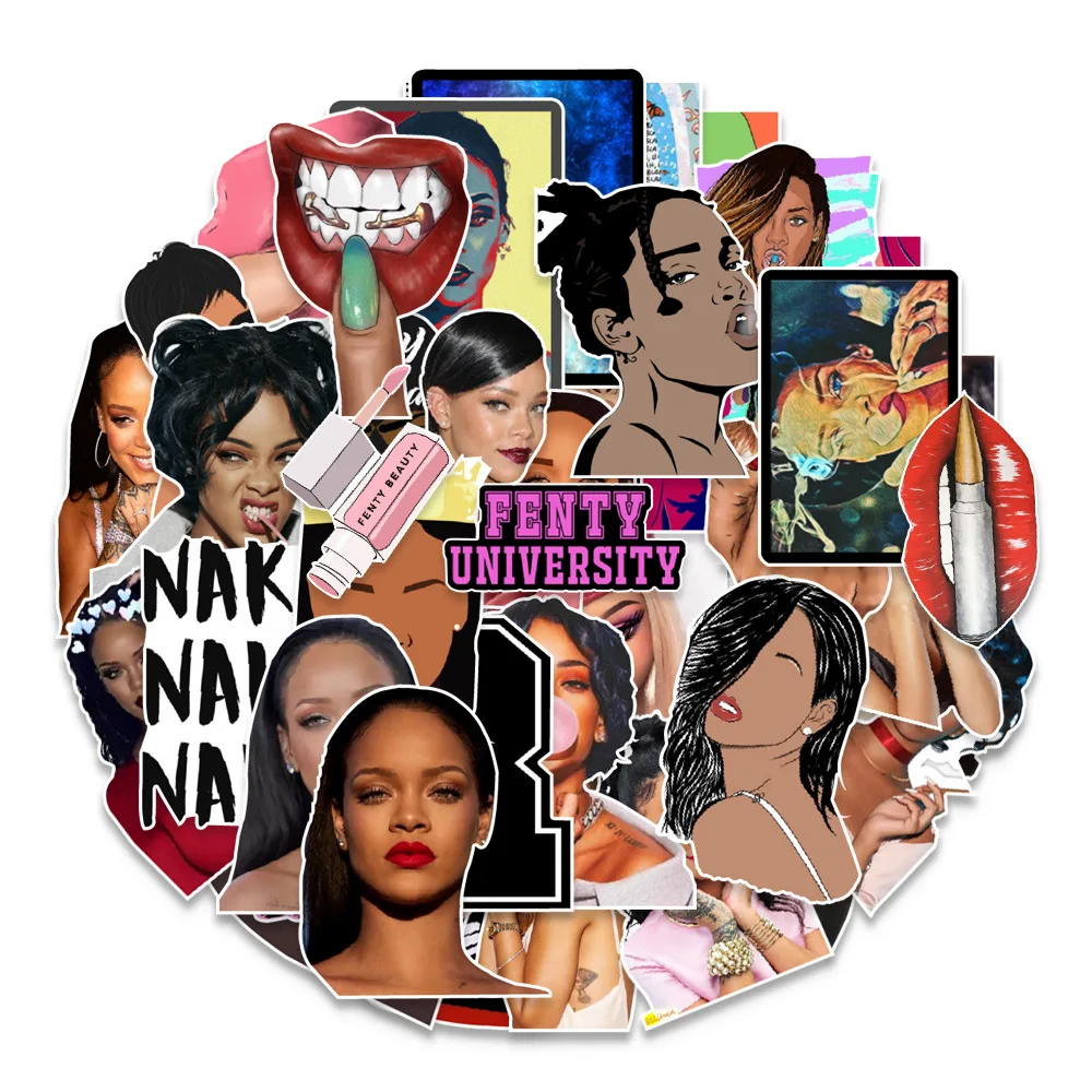 10/30/50PCS Rihanna Personalized Graffiti Waterproof Sticker Suitcase Notebook Refrigerator Skateboard Water Cup HelmetWholesale