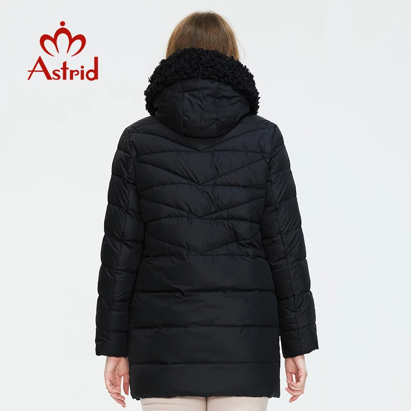 Imagem -04 - Astrid-mid-length Coat com Gola de Pele para Mulheres Parka com Capuz Tamanho Grande Moda Inverno 2023 9530