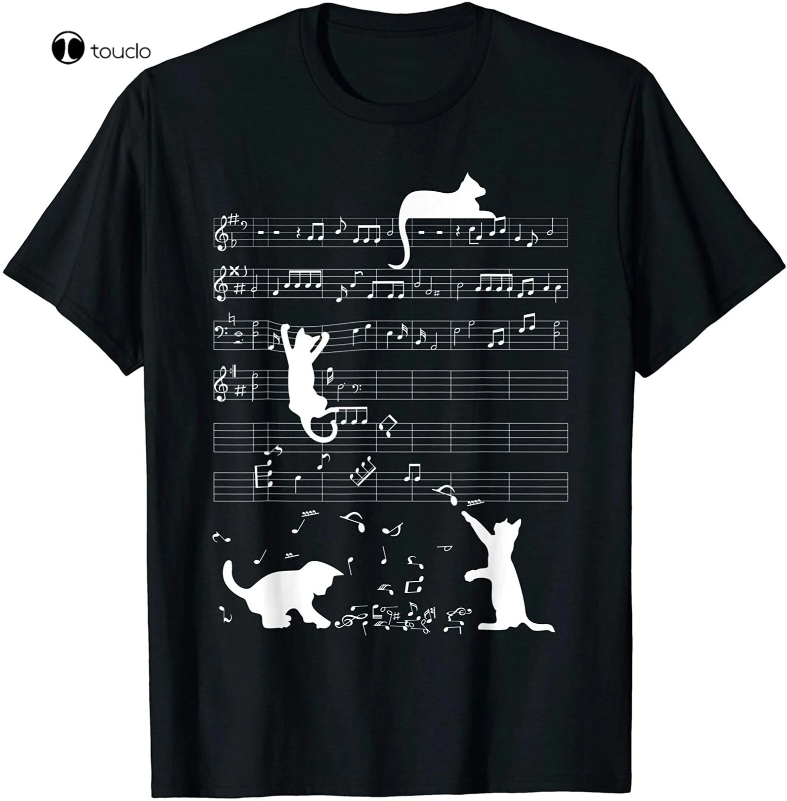 Cute Cat Kitty Playing Music Clef Piano Musician Art T-Shirt Vintage Men Gift...