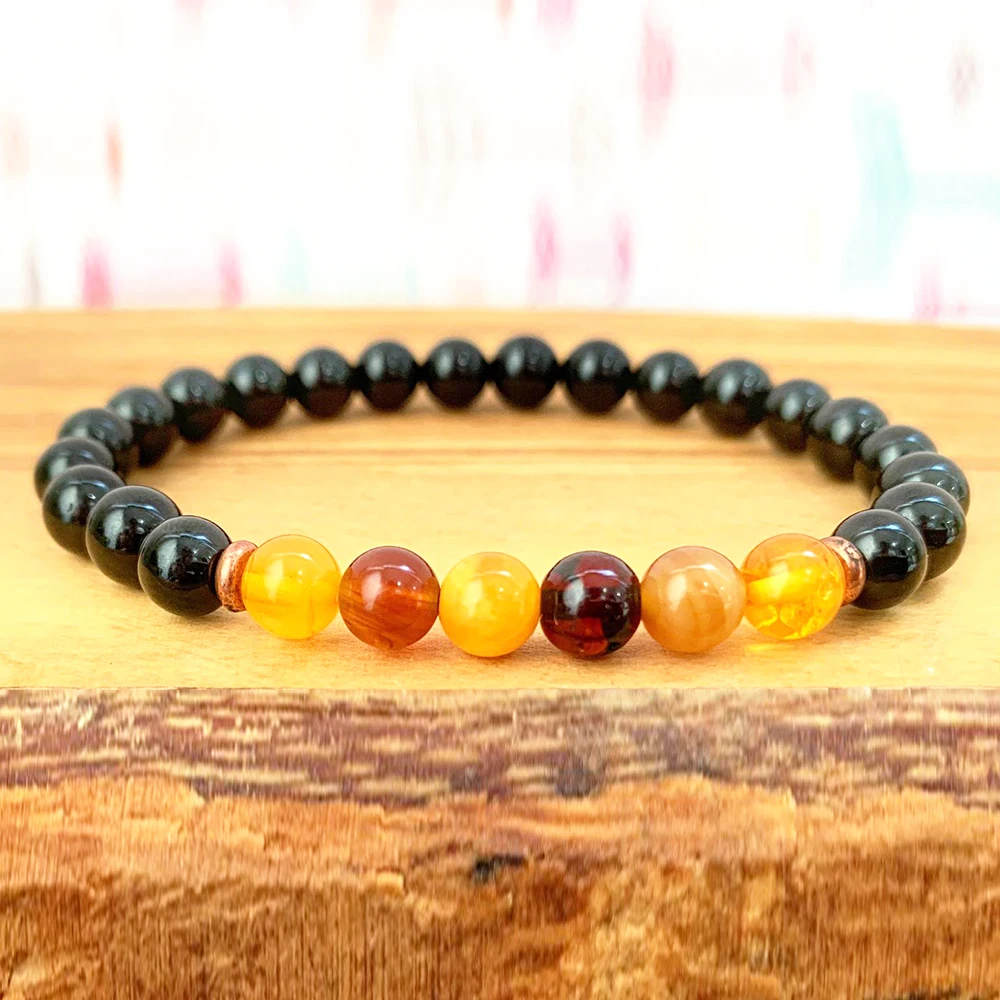 MG1004 New Design 6 mm Black Tourmaline Bracelet Protection from Psychic Attack Wrist Mala Root Chakra Yoga Bracelet