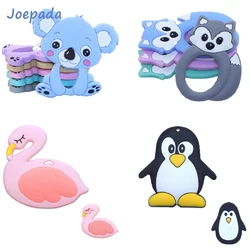 Joepada 1Pc gryzaki dla niemowląt zwierząt Koala Raccoon Fox Penguin silikonowy gryzak dla DIY naszyjnik na ząbkowanie dla dziecka kulki silikonowe