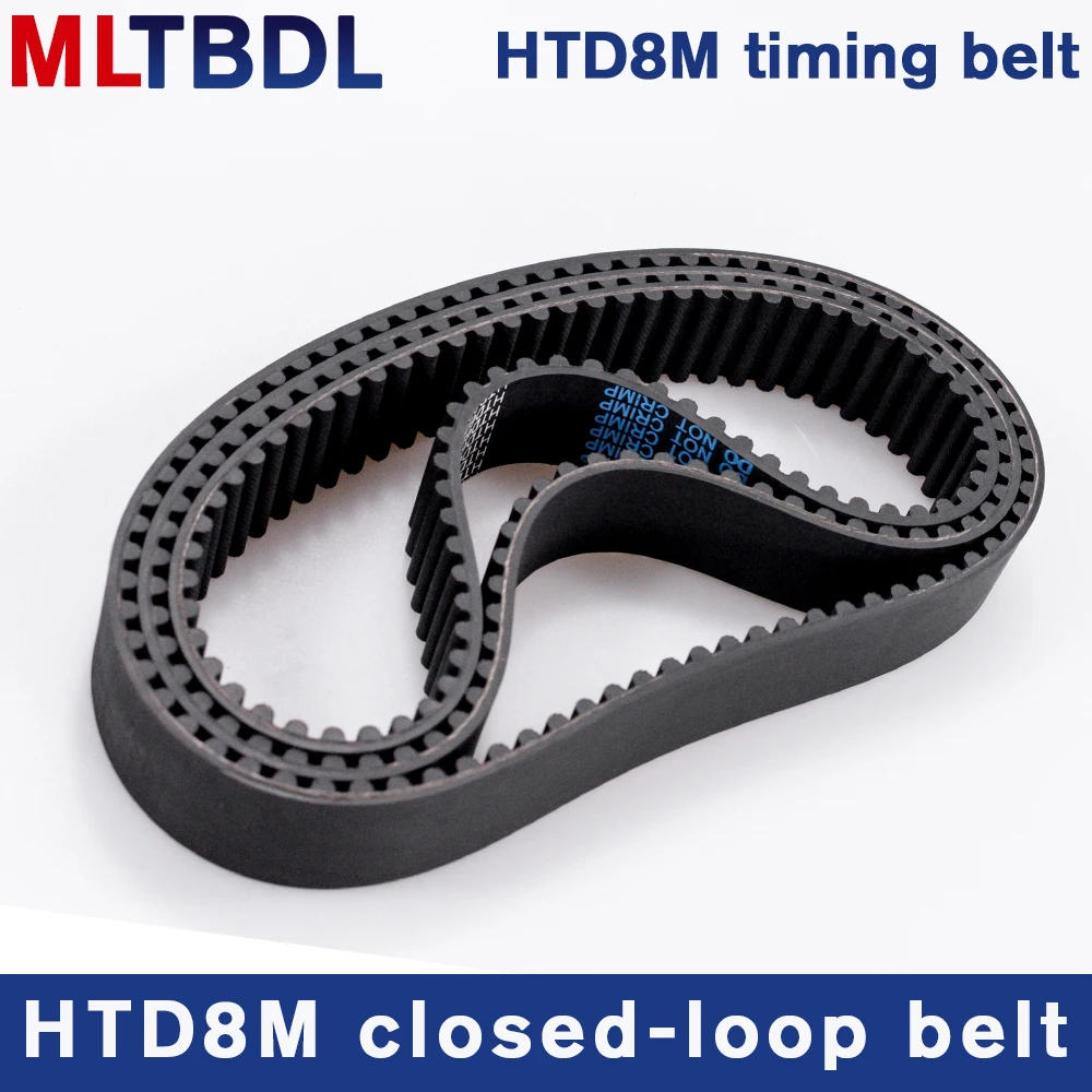 Rubber synchronous belt HTD8M 576 584 592 600 608 pitch=8mm arc tooth industrial transmission belt toothed belt width 20/30/40mm