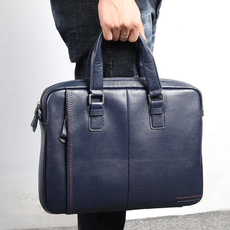 Nesitu Promotion A4 Black Blue Coffee Genuine Leather Office Men's Briefcase Portfolio Business Shoulder Messenger Bags M255605