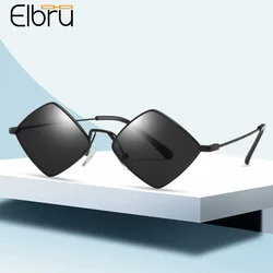 Elbru Retro Diamond Shaped Sunglasses Fashion Metal Irregular Sunshades Eyewear Male Female Colorful Lens Sun Spectacles Unisex