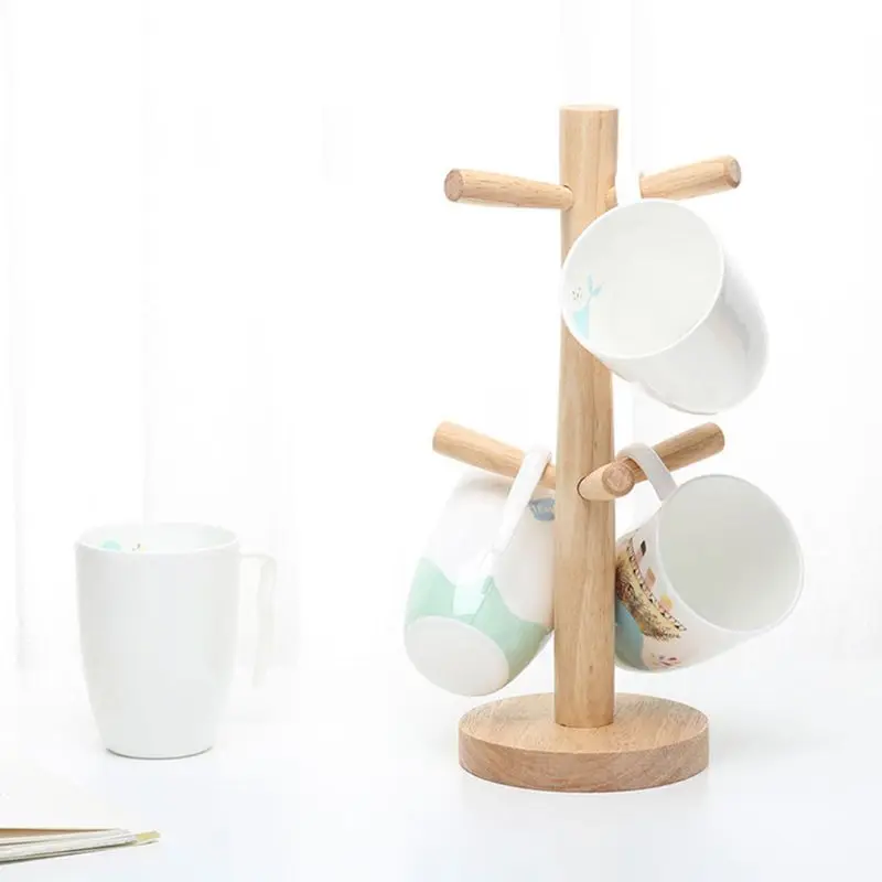 Mug Holder Tree Wooden Cup Holder Rack Tabletop Holder Tea Coffee Hoooks Storage Display Drop Shipping