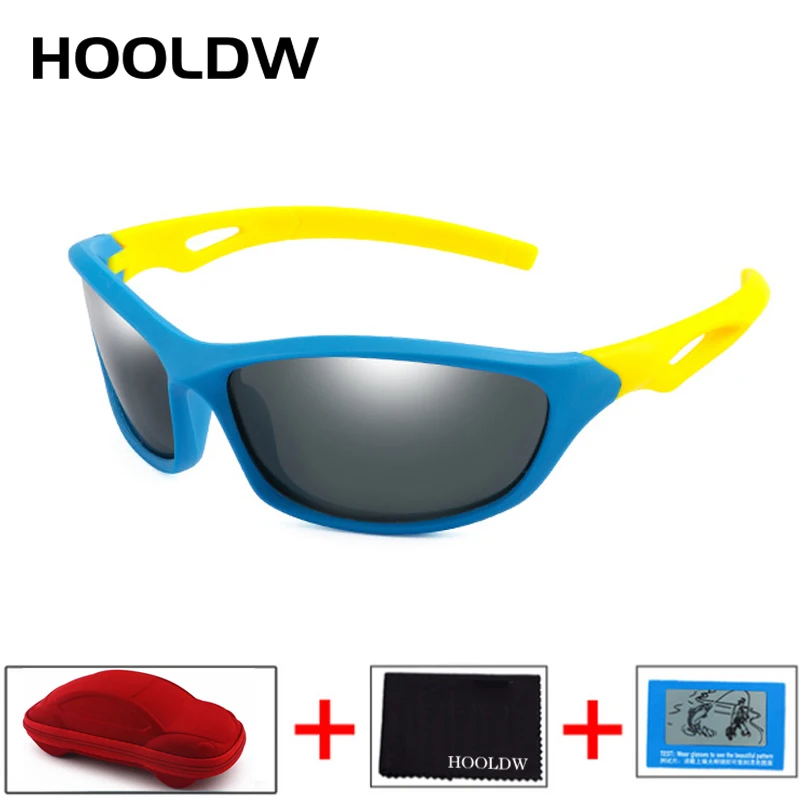 HOOLDW New Children Sunglasses Polarized Sun Glasses Silicone Flexible Baby Kids Glasses Boys Girls Sport Goggles UV400 Eyewear