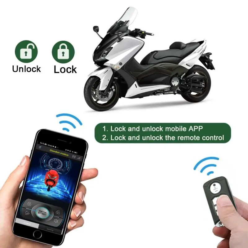 Motorcycle Burglar Alarm Smart Phone APP Control Remote Start Up Lock Unlock Vibration Warning Anti-theft