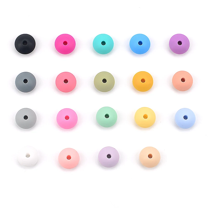 12MM 100pcs/lot Silicone lentil Beads Silicone BPA Free DIY Charms Newborn Nursing Accessory Teething Necklace Teething Toy