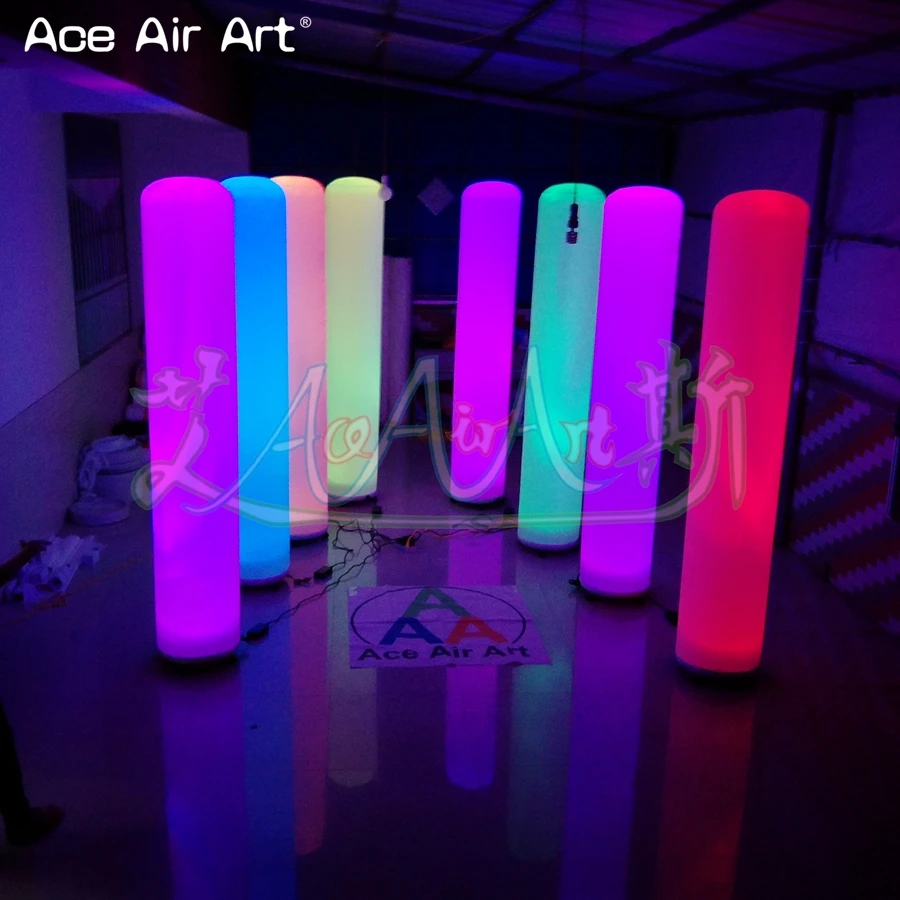 Inflatable LED Lighting Column Glowing Pillars Tube Balloon with Air Blower for Bar Party Club Wedding Stage Decoration