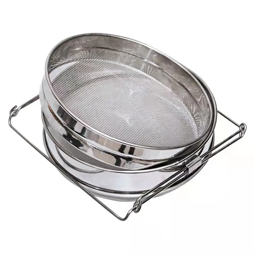 Reusable Mesh Double-Layer Honey Strainer Stainless Steel Screen Bilayer Honey Filters Beekeeping Equipment Straining Honey Tool