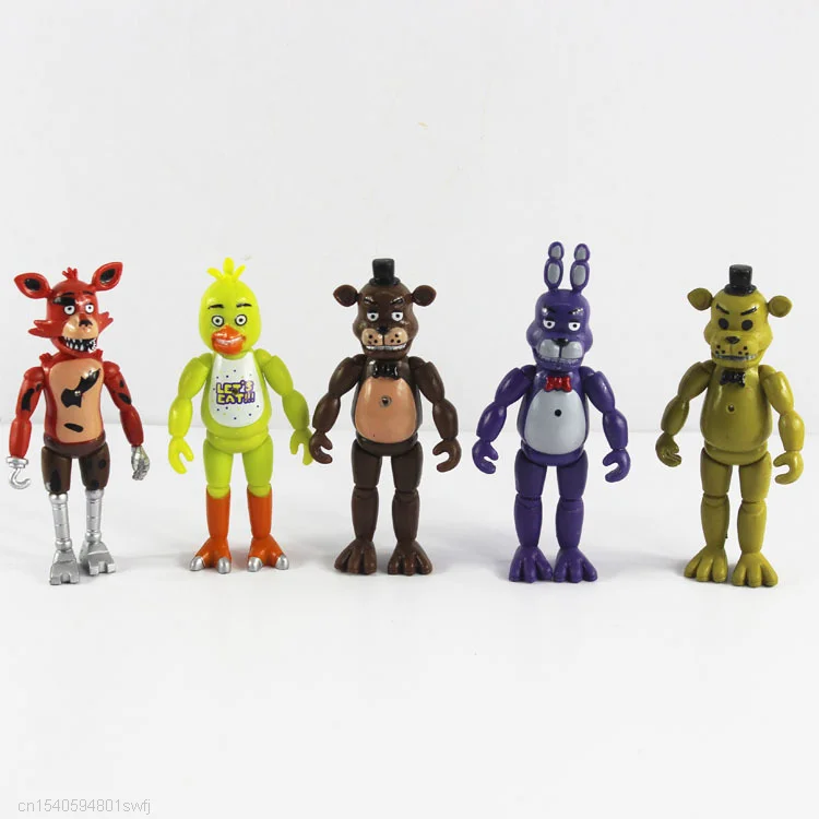 Hot Sales 5pcs/lot Five Nights At Freddy's With Lighting PVC FNAF Action Figures Toys Foxy Freddy Fazbear Bear Doll Kids Gifts