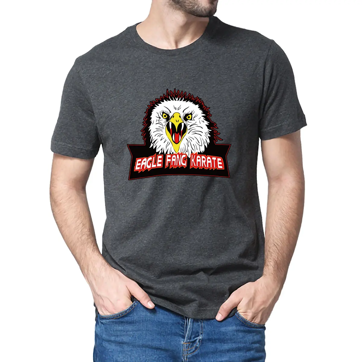 Unisex 100% Cotton Eagle Fang Karate Cobra Kai Movie Inspired Funny Summer Men\'s T-Shirt 80s Retro Women Soft Tee Gift Tshirt