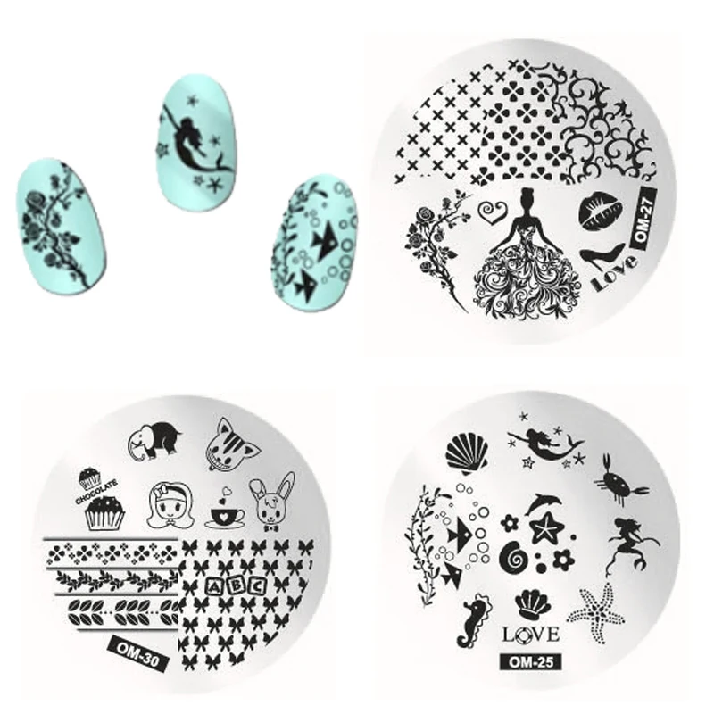 Rose Flower Line Nail Stamp Stamping Plates 30Styles Stainless Steel Shell Starfish Nails Template Image Plate Tool Accessories