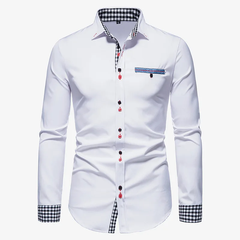 Fashion Hit Color Plaid Cowboy Shirt Men 2023 Brand Slim Fit Long Sleeve Mens Dress Shirts Business Casual Chemise Homme XXL