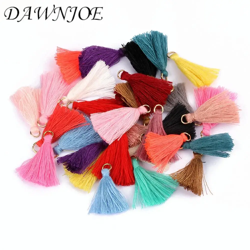 20 sztuk 3.5 cm 20 Mix kolorowe bawełna, jedwab pierścień Tassel Brush urok DIY dokonywanie kolczyk z frędzlami wisiorek materiały jubilerskie