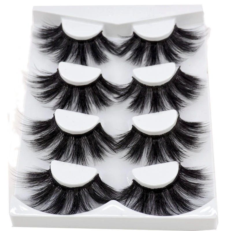 2020 New Volume lashes Natural mink eyelashes 25mm lashes 4 pair 3D eyelashes 100% handmade eyelashes extension false eyelashes
