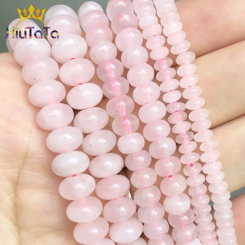 

Natural Stone Beads Pink Quartz Rondelle Round Loose Spacer Beads For Jewelry Making Bracelet Charms Accessories 15" 4/6/8mm
