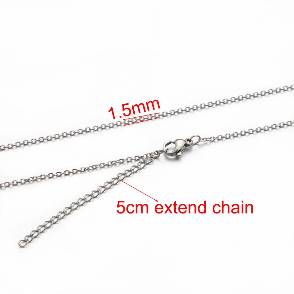 5pcs Stainless Steel Rolo Link Chain Necklace Set