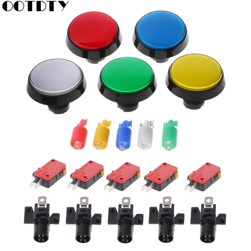 5 Pcs/Set 5 Colors 60mm Round Push Button Switch For Game Player Arcade Joystick