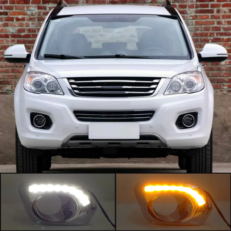 

LED Daytime Running Lights Turn signal DRL Drive Light with fog lamp hole For Great Wall Haval H6 Hover H6 2013-2016