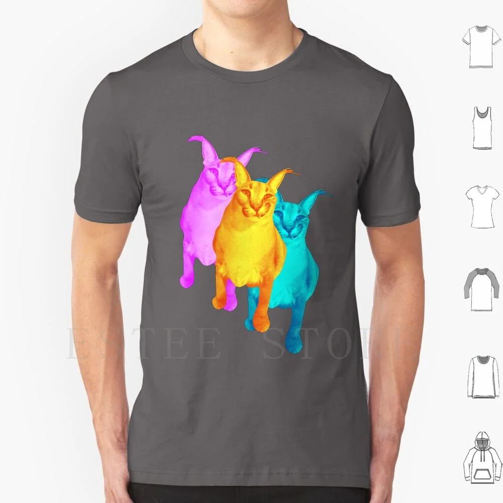 Camiseta colorida Floppa de algodón para hombre 6xl Floppa Floppa Meme Big Floppa Meme Big Floppa Caracal Meme oro cian rosa sonrisa